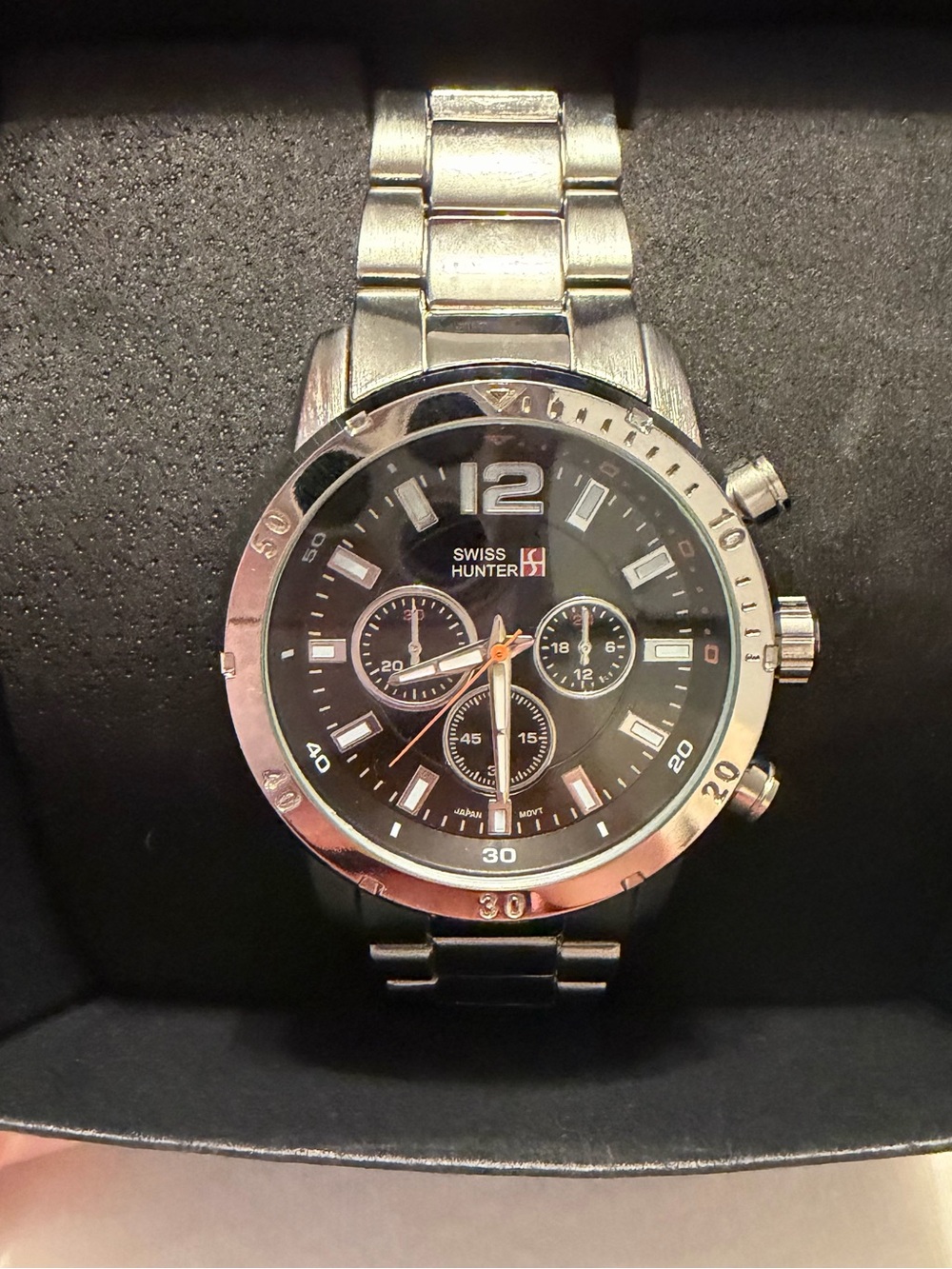 Men's Black Stainless Steel Chronograph Watch